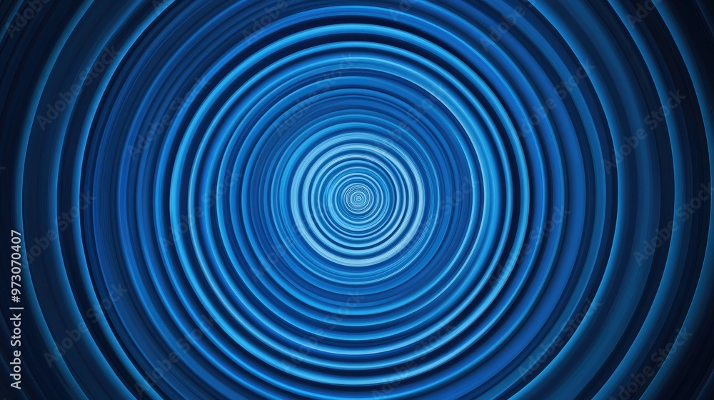 Poster abstract background with concentric circles in varying shades of blue, creating a hypnotic effect.