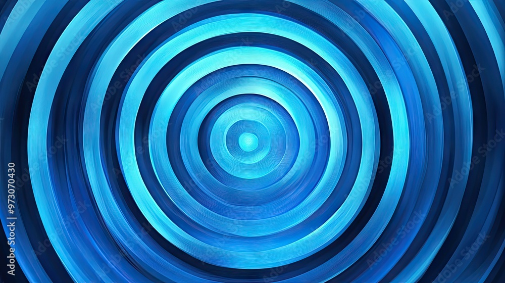 Poster abstract background with concentric circles in varying shades of blue, creating a hypnotic effect.