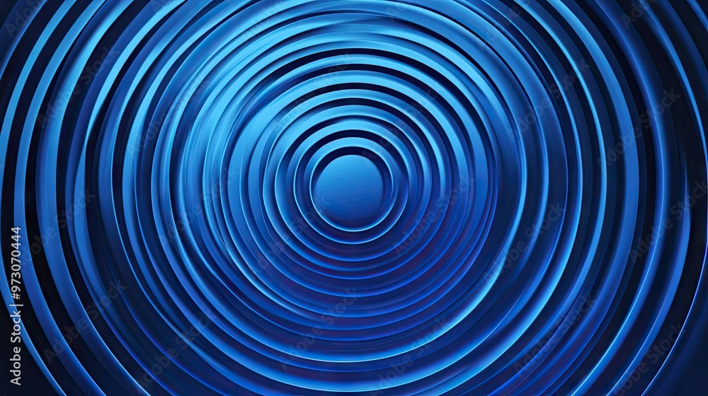 Poster abstract background with concentric circles in varying shades of blue, creating a hypnotic effect.