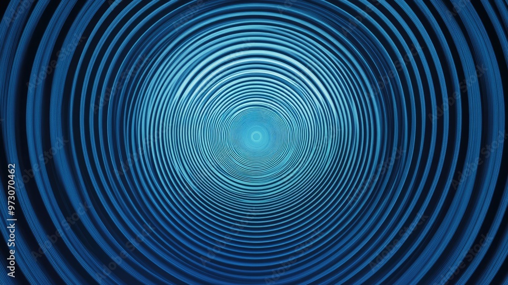 Poster abstract background with concentric circles in varying shades of blue, creating a hypnotic effect.