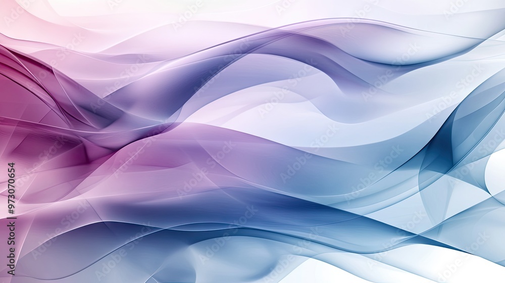 Poster abstract background with layers of translucent shapes in cool tones, creating a sense of depth.
