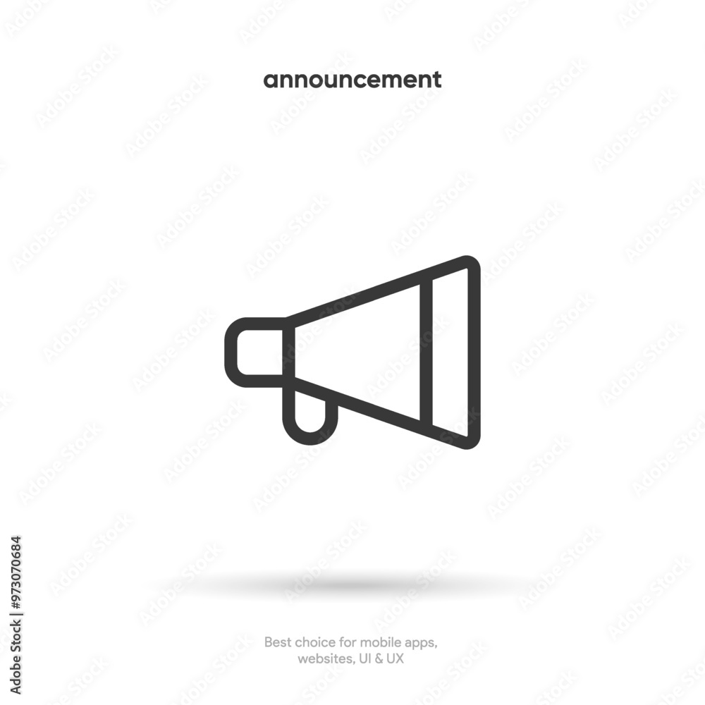 Fototapete Speaker and sound icon. Computer voice icon. Megaphone and music icon. Sound pictogram. Musical note. Audio sign. UI UX element. Sound button. Audio system, noise with soft UI, push button.