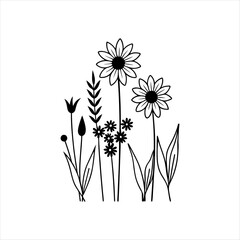 Wildflower Silhouettes in Bloom: Organic Meadow Designs with Poppies, Sunflowers, and Lavender"