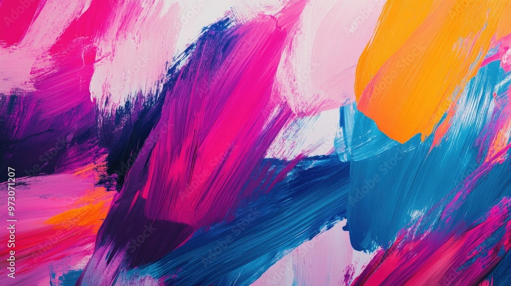 Poster abstract background with random brush strokes in vibrant colors, creating a sense of motion. -