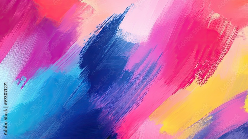 Poster abstract background with random brush strokes in vibrant colors, creating a sense of motion.