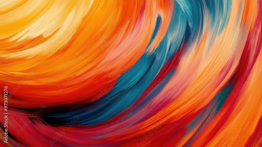 Poster abstract background with random brush strokes in vibrant colors, creating a sense of motion.