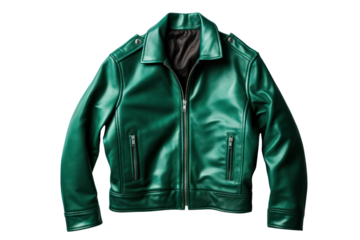 Oversized leather jacket isolated on white background.