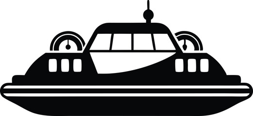 Hovercraft silhouette Vector Icon and Illustration Isolated on white background.