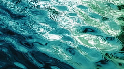 Obraz premium An abstract background with a ripple effect, resembling waves on a pond in shades of blue and green.