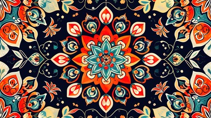 Fototapeta premium colourful flower pattern wallpaper