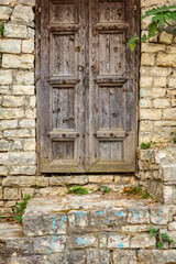 The famous old town of Berat in Albania. Picturesque street with houses from the Ottoman era. Beautiful landscape in central Albania.