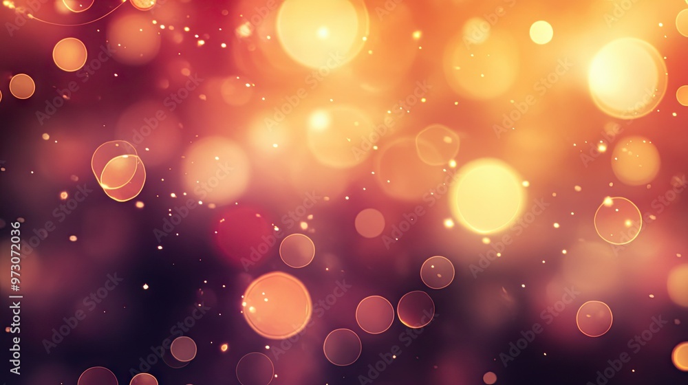 Poster an abstract background with a soft, bokeh effect, featuring blurred circles of light in warm tones.