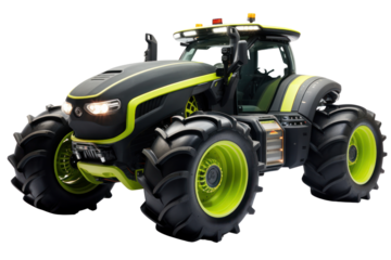 High tech agricultural tractor isolated on white background.