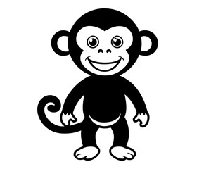 set of funny monkey silhouettes, a collection of cheerful monkeys all isolated