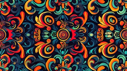 Fototapeta premium colourful motifs seamless wallpaper