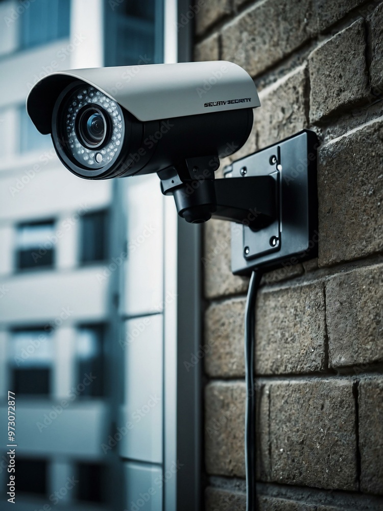 Poster high-tech security system with advanced cameras