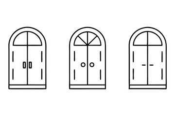 Door icons vector,lineart simple icon logo, set of doors, door vector, simple black and white icons of doors