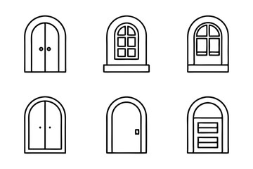 Door icons vector,lineart simple icon logo, set of doors, door vector, simple black and white icons of doors