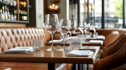 A modern brasserie serves classic comfort food with a contemporary twist, in a sleek, urban setting, perfect for a casual lunch or a stylish dinner