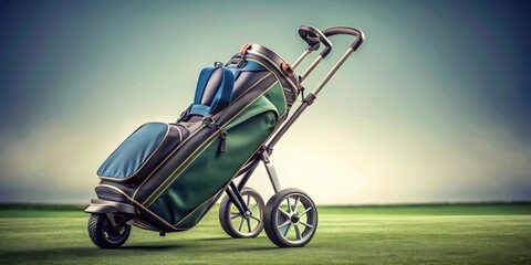 Golf bag on trolley for ease of transportation