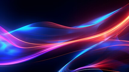 Fototapeta premium Abstract glowing neon blue and red lines on a dark background.