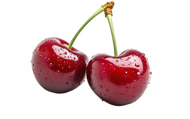 Two cherries on transparent background, png	