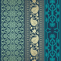 wedding card design, traditional paisley floral pattern , royal India	