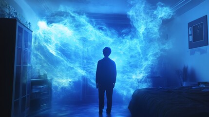 Fototapeta premium A person experiencing a lucid dream, where they wake up within the dream and understand that they are dreaming.