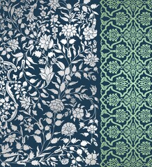 wedding card design, traditional paisley floral pattern , royal India	