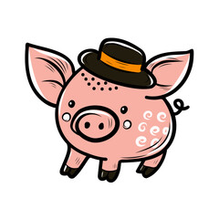 Funny pig, world pig day, oink, vector, isolated, flat. for design packaging, stationery.
