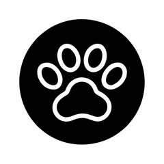 Fototapeta premium Vector icon paw print design on black background for animal and pet themes 