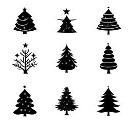 Obraz premium Christmas tree icon collection - vector illustration