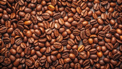 Fototapeta premium Top view of coffee beans arranged artistically on a flat surface in muted tones