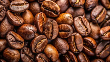 Obraz premium Close up of stacked coffee beans showcasing richness and depth