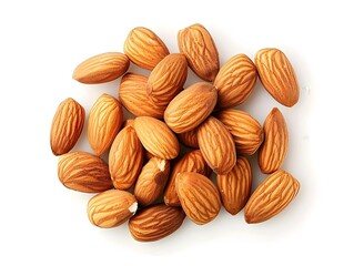 Fototapeta premium Closeup of Almonds on a White Background Showcasing Their Texture and Natural Beauty