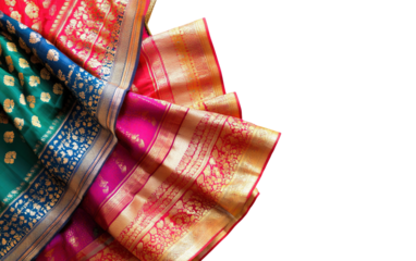 Traditional Sarees  on transparent background, png	