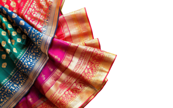Traditional Sarees on transparent background, png