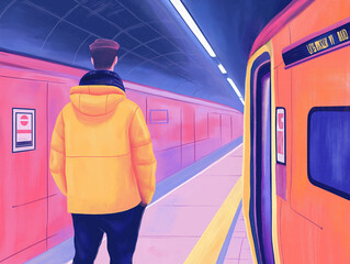 man waiting for a train on the London underground 