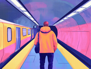 man waiting for a train on the London underground 