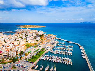 Agios Nikolaos aerial panoramic view, Crete island, Greece