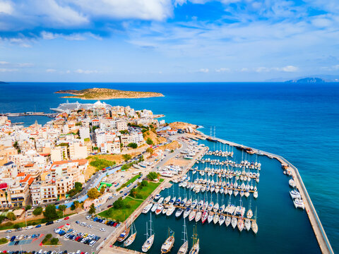 Agios Nikolaos aerial panoramic view, Crete island, Greece