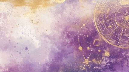 abstract astrology background with circles in lavender and soft gold colors