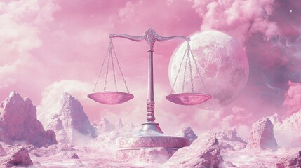 Libra in soft pink and silver colors