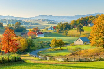 Thanksgiving countryside bathed in golden sunlight