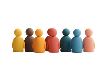 Minimalistic Cartoonish Flat Matte Group of Diverse Users Icon | Isolated on Transparent & White Background | PNG File with Transparency