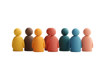 Minimalistic Cartoonish Flat Matte Group of Diverse Users Icon | Isolated on Transparent & White Background | PNG File with Transparency