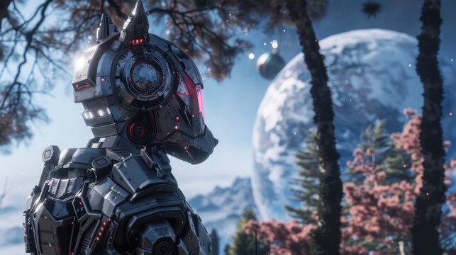 Cyberpunk Robot in an Alien World
