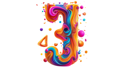 3D Carnival colorful and playful J alphabet single letter