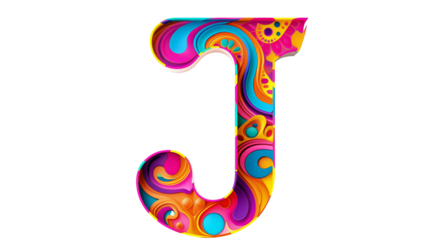 3D Carnival colorful and playful J alphabet single letter