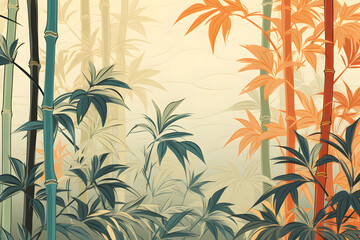bamboo garden illustration wallpaper background